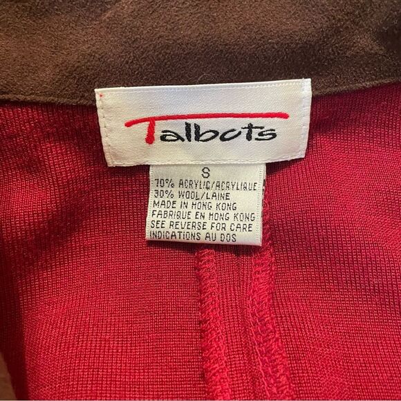 Vtg Talbots Wool Blend Maxi Sweater Dress Button Down Suede Collar Women Size S - Picture 4 of 8